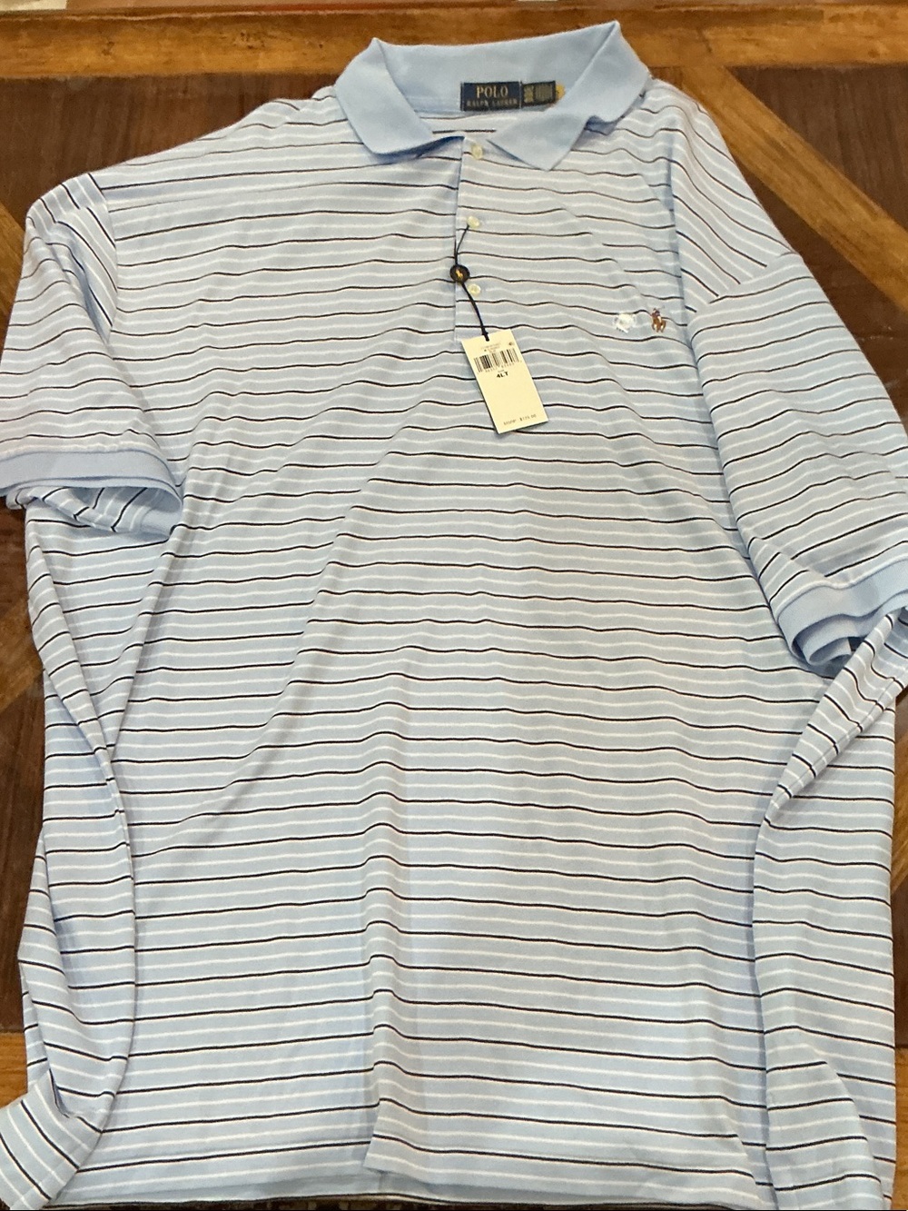 Big and Tall Polo by Ralph Lauren Light Blue Striped Polo